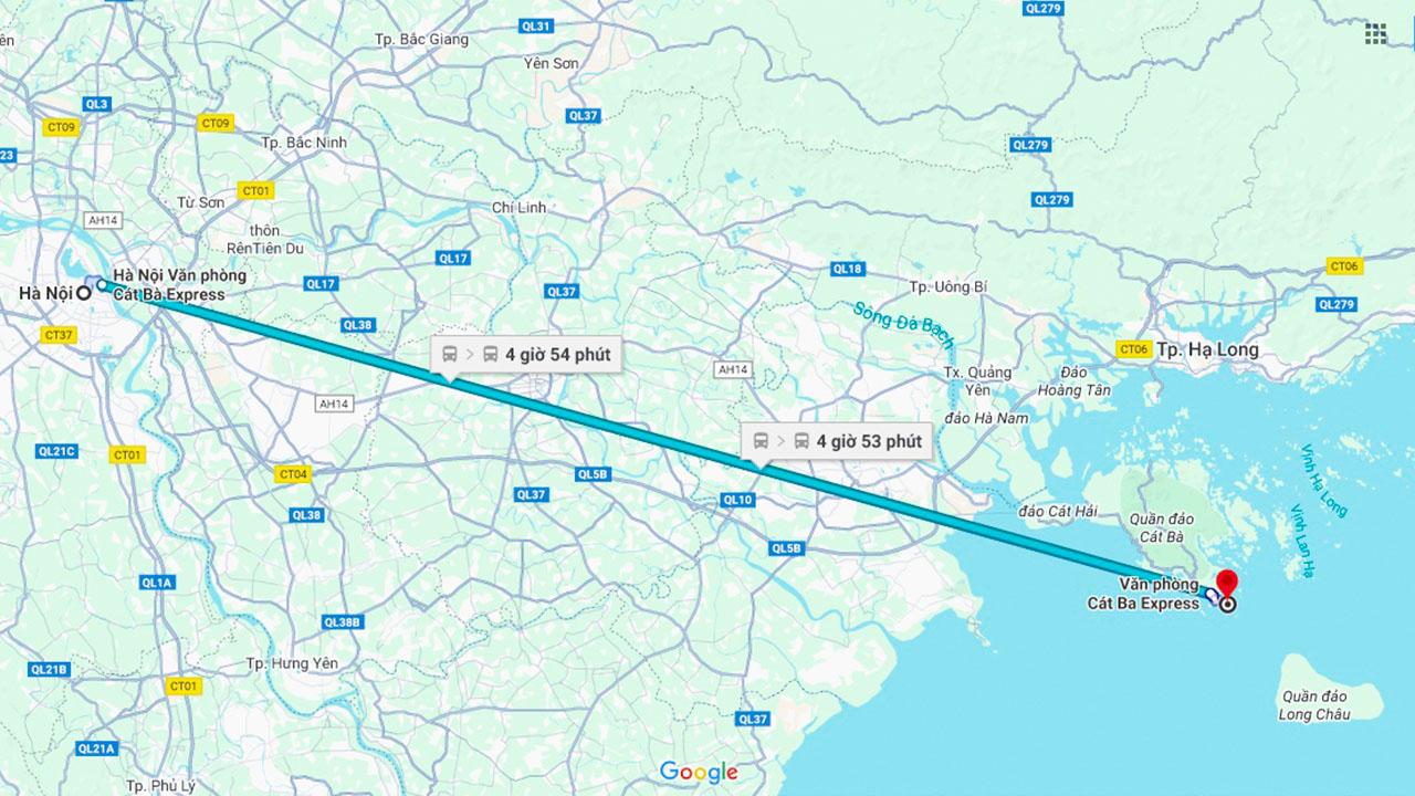 Quãng đường Hà Nội - Cát Bà