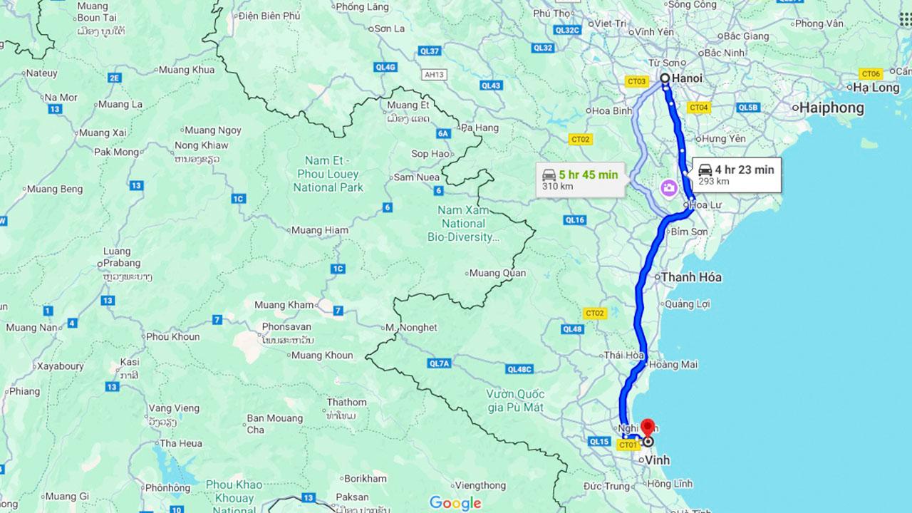 Hà Nội Cửa Lò bao nhiêu Km? Bản đồ đo khoảng cách
