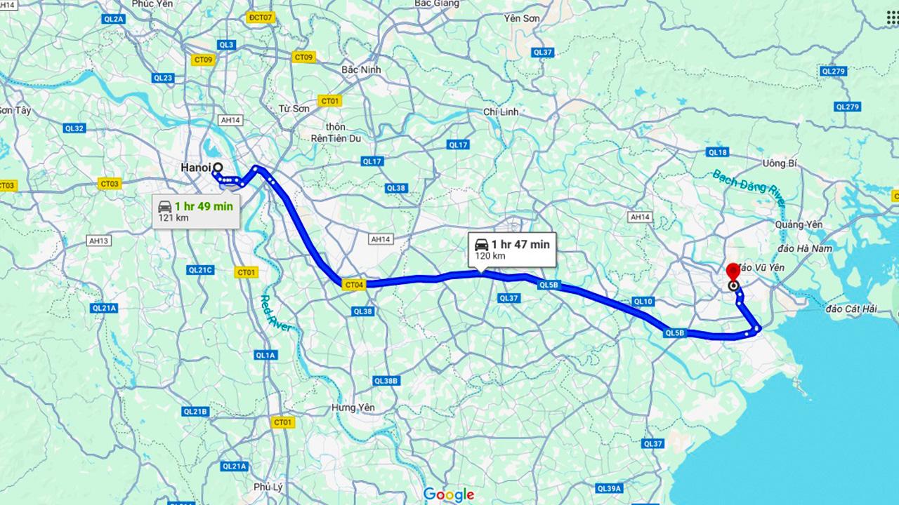 Hà Nội Hải Phòng bao nhiêu km? Khoảng 120km
