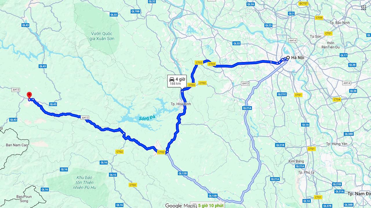 Hà Nội Mộc Châu bao nhiêu Km?