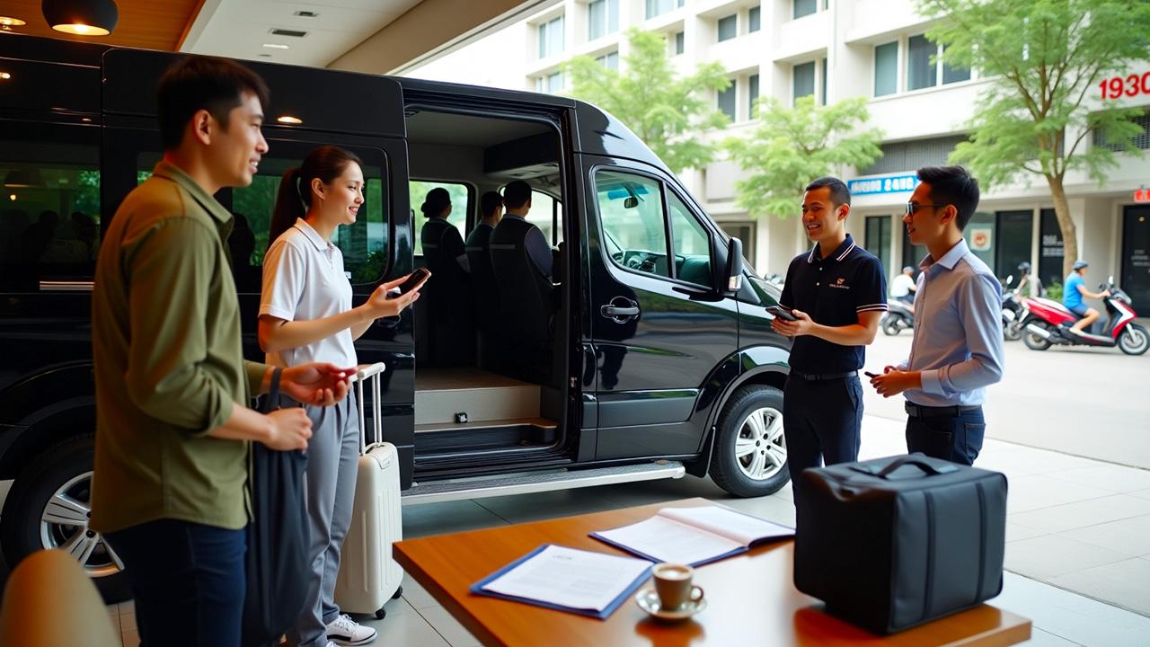 Khách hàng trao đổi hợp đồng thuê xe Limousine